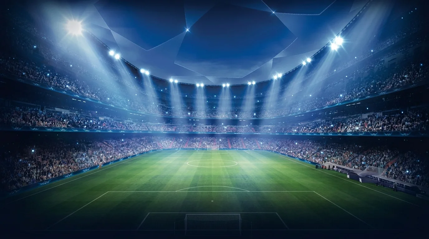 Stade de football le soir rempli de supporters